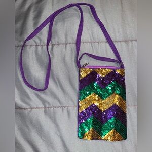 Mardi Gras print crossbody purse